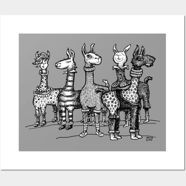 Llamas in Pajamas Wall Art by dotsofpaint